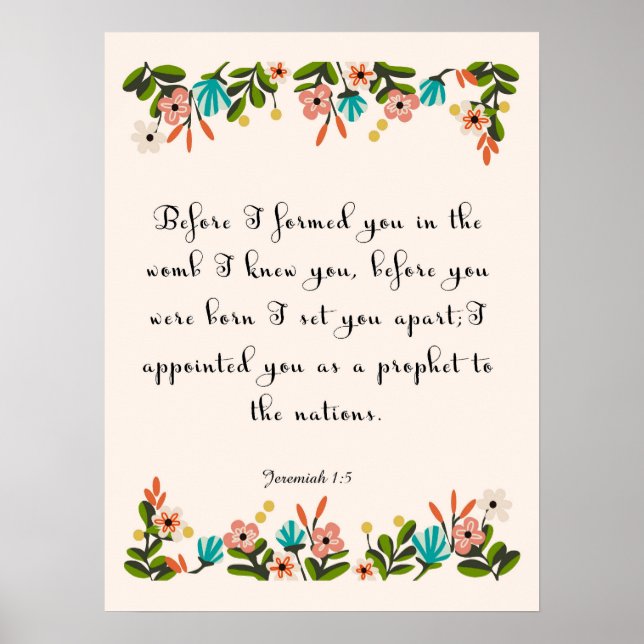 Bibelverse Kunst - Jeremiah 1:5 Poster (Vorne)