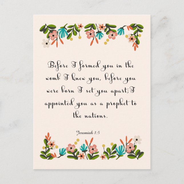 Bibelverse Kunst - Jeremiah 1:5 Postkarte (Vorderseite)
