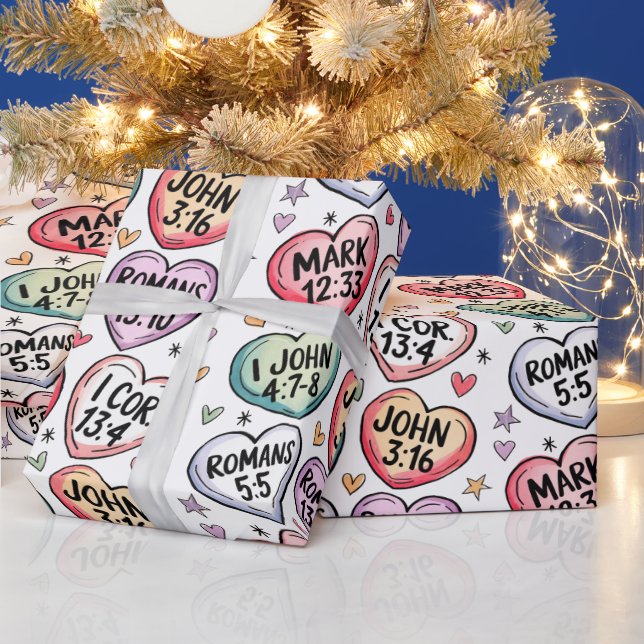 Bibelverse Niedlich Hearts Geschenkpapier (Feiertage)