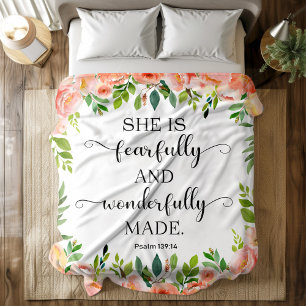 Bibelverse Peach Floral Fleece Blanket
