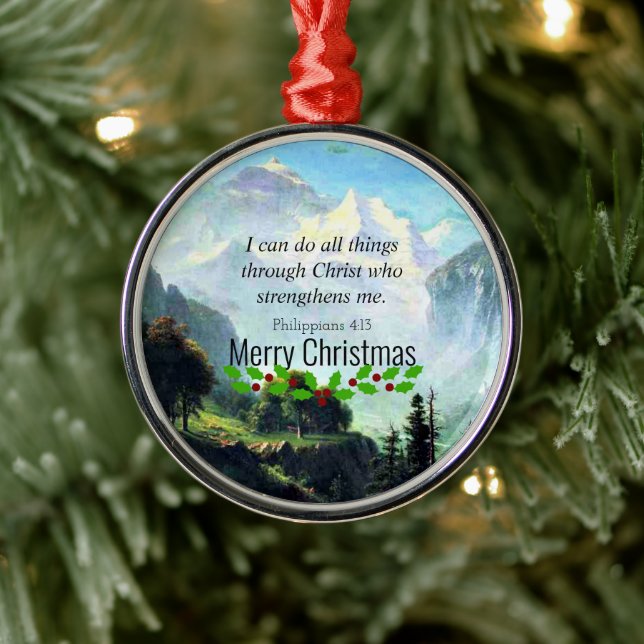 Bibelverse, Phil 4:13, Weihnachten, Ornament Aus Metall (Baum)