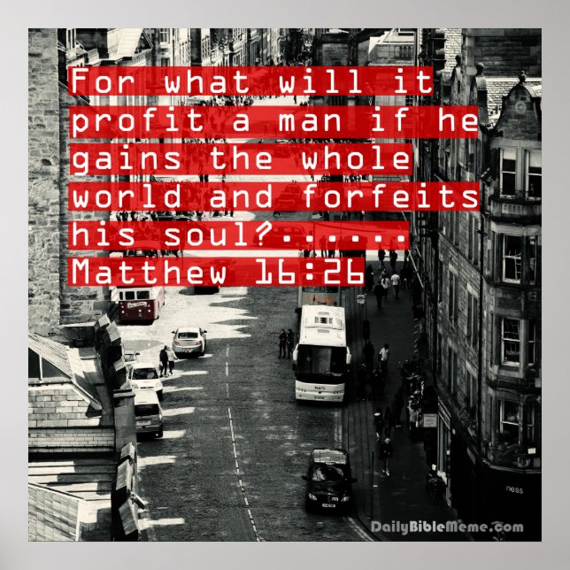 Bibelverse Poster - Matthew 16:26 (Vorne)