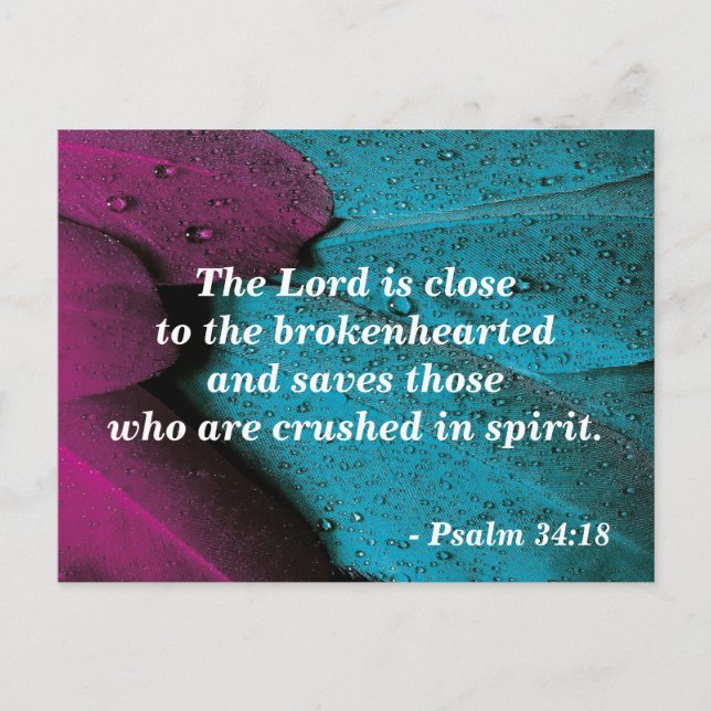 Bibelverse Postkarte Psalm 34:18 Brokenherzted (Vorderseite)