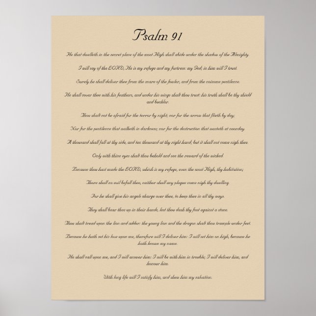 Bibelverse Print, Psalm 91 Poster (Vorne)