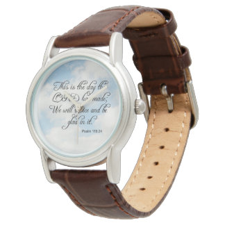 Bibelverse Psalm 118-24 über Sky Wrist Watch Armbanduhr