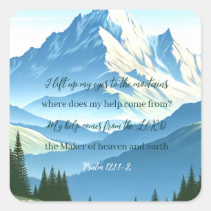 Bibelverse Psalm 121:1-2 Quadratischer Aufkleber