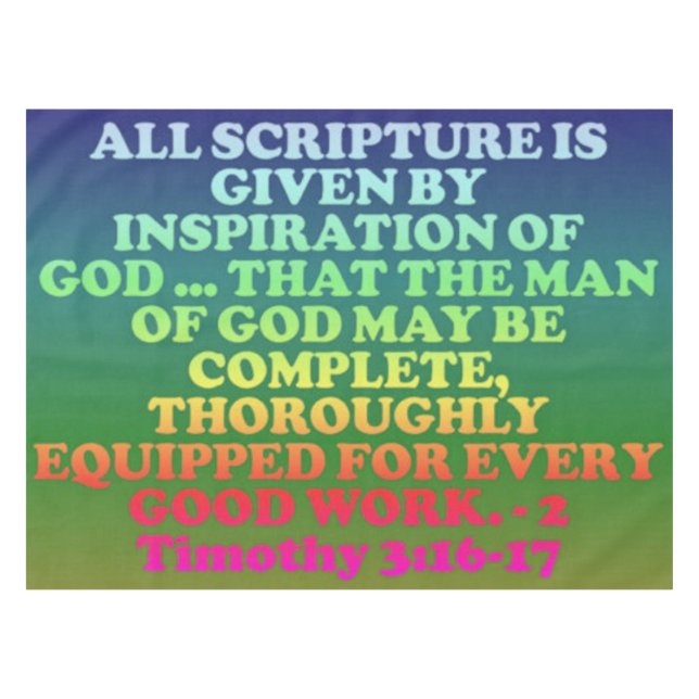 Bibelverse von 2 Timothy 3:16-17. Tischdecke (Vorderseite (Horizontal))