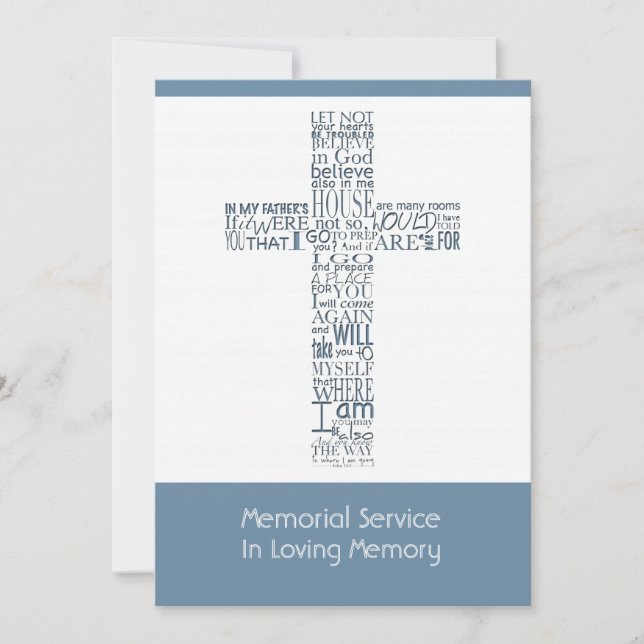 Bibelverse von John 14 Memorial Service 8 Einladung (Vorderseite)