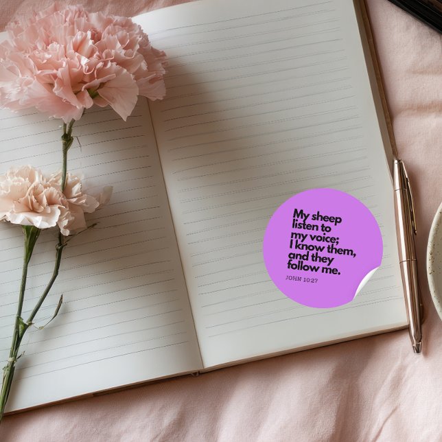 Bibelzitate: Johannes 10:27, Bibelvers #2 Runder Aufkleber (Von Creator hochgeladen)