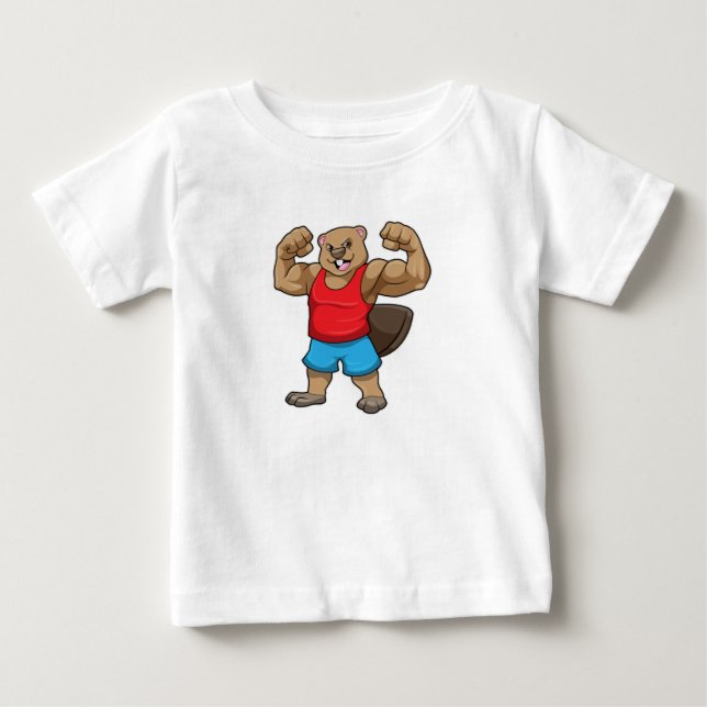 Biber als Bodybuilder mit großen Oberarmen Baby T-shirt (Vorderseite)