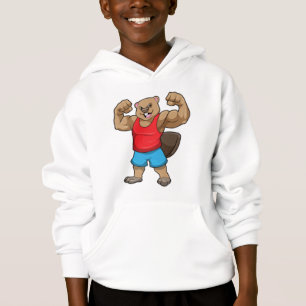 Biber als Bodybuilder mit großen Oberarmen Hoodie