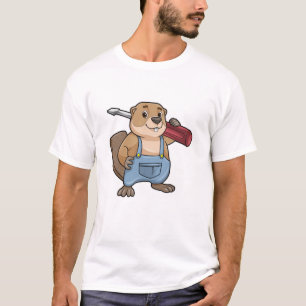 Biber als Handwerker mit Schraubendreher T-Shirt