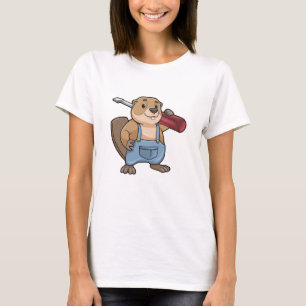 Biber als Handwerker mit Schraubendreher T-Shirt