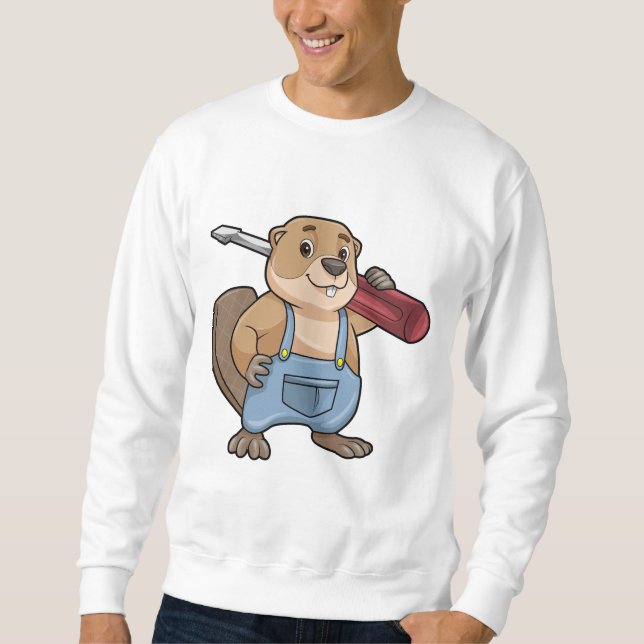 Biber als Handwerker mit Wrench Sweatshirt (Vorderseite)