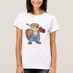 Biber als Handwerker mit Wrench T-Shirt