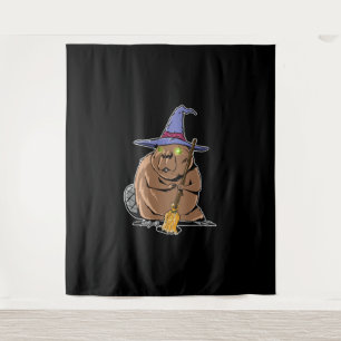 Biber als Hexe verkleidet - Halloween Biber Wandteppich