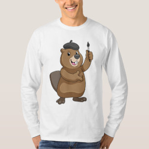 Biber als Maler mit Pinsel T-Shirt