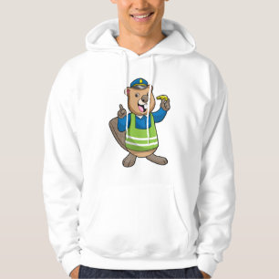 Biber als Polizeibeamter mit Pfeifen Hoodie