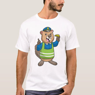 Biber als Polizeibeamter mit Pfeifen T-Shirt