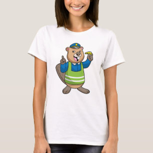 Biber als Polizeibeamter mit Pfeifen T-Shirt