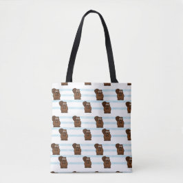 Biber auf blauen Streifen Tasche