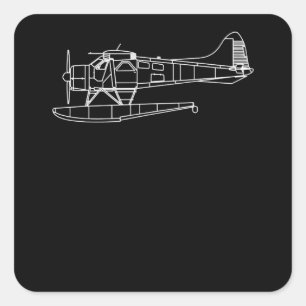 Biber auf dem Flugzeug für das Flohwasser Quadratischer Aufkleber