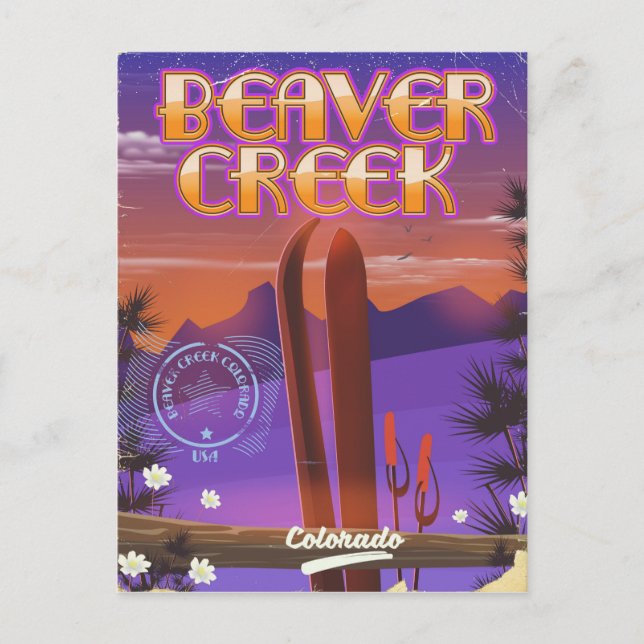 Biber-Bach Colorado-Skiposter Postkarte (Vorderseite)