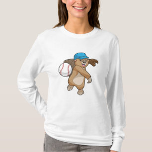 Biber beim Baseball Sport mit Cap T-Shirt
