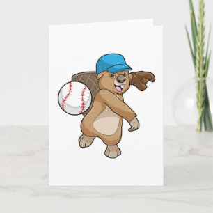 Biber beim Baseball-Sport mit Kappe Karte