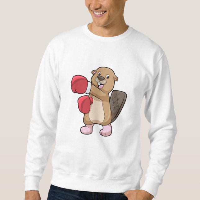 Biber beim Boxen mit Boxhandschuhen Sweatshirt (Vorderseite)