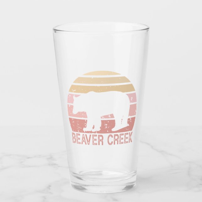 Biber Creek Colorado Retro Bär Glas (Vorderseite)