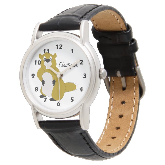Biber Design Armbanduhr (Schrägansicht)