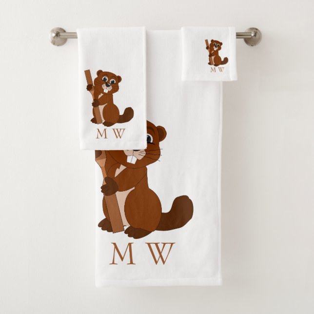 Biber-Design-Monogramm Badhandtuch Set (Insitu)