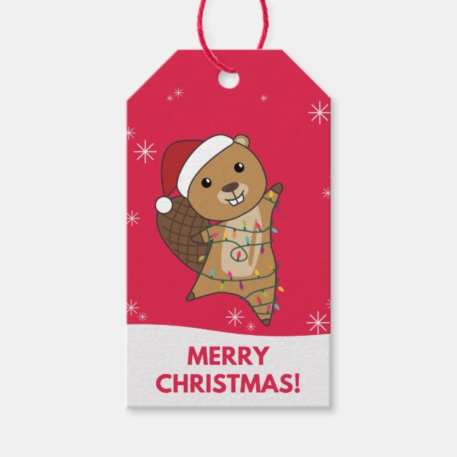 Biber Frohe Weihnachtswintertiere Biber G Geschenkanhänger (Vorderseite)