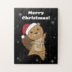 Biber fröhliche Weihnachtswintertiere Biber