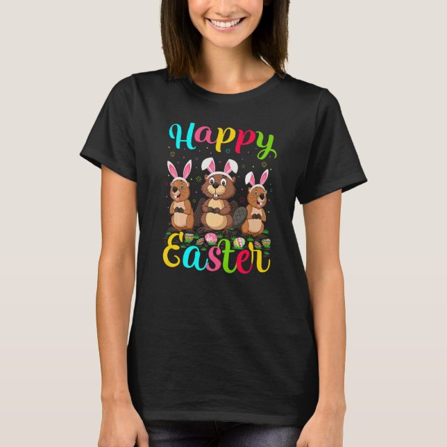 Biber Funny Oaster Egg Bunny Beaver Happy Oster T-Shirt (Vorderseite)