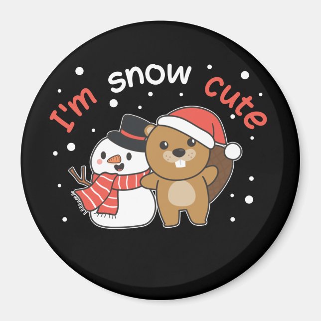 Biber Ich bin Schnee Niedlich Snowman Snow Pun Mag Magnet (Vorne)