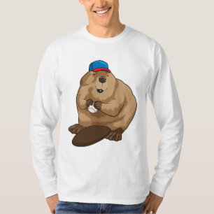 Biber im Baseball mit Baseballball T-Shirt