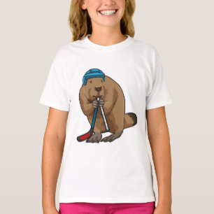 Biber im Eishockey mit Eishockeyschläger T-Shirt