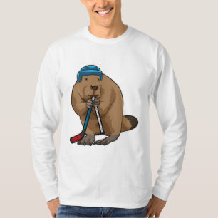 Biber im Eishockey mit Eishockeyschläger T-Shirt
