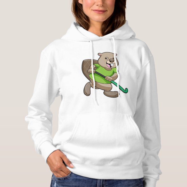 Biber im Hockey mit Hockey Hoodie (Vorderseite)