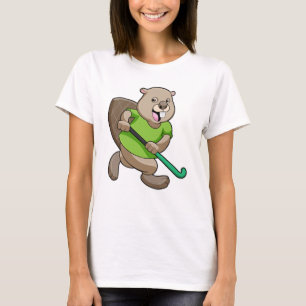 Biber im Hockey mit Hockey T-Shirt