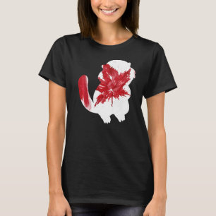 Biber in Ahornleaf kanadische Flagge Happy Canada T-Shirt
