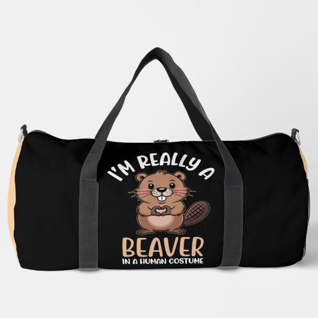 Biber in einem menschlichen Kostüm Duffle Bag (Vorderseite)