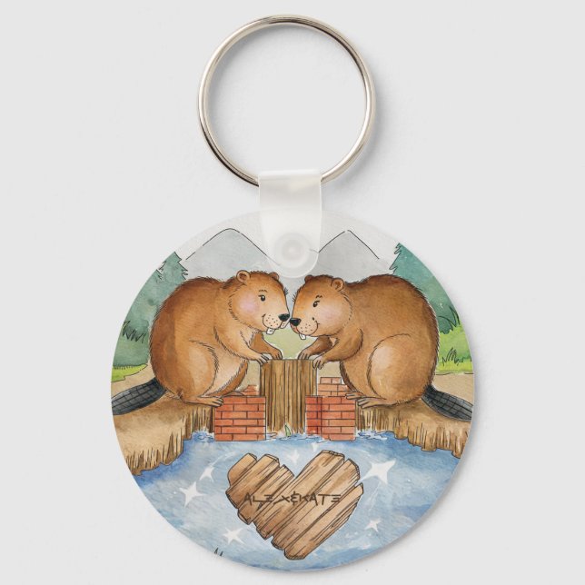 Biber in Liebe Schlüsselanhänger (Vorderseite)