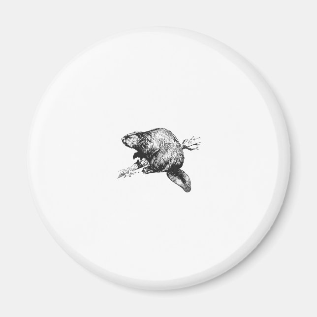 Biber Line Art Logo Magnet (Vorne)