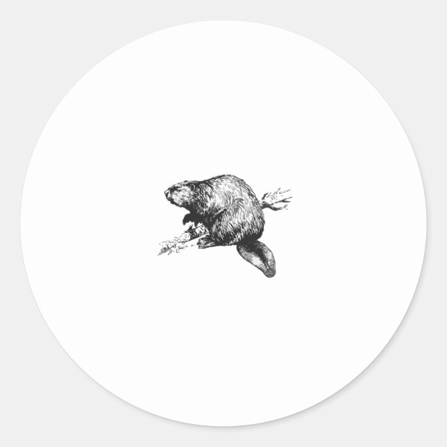Biber Line Art Logo Runder Aufkleber (Vorderseite)