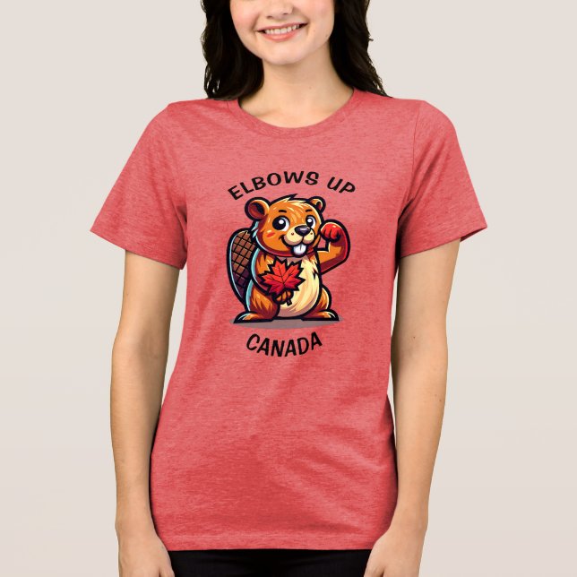 Biber mit Ahornleder und Elbos Up Canada Big Tri-Blend Shirt (Vorderseite)