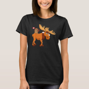 Biber mit Elchapfelleder kanadische Flagge Kanada T-Shirt