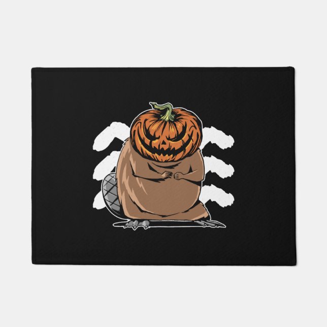 Biber mit Kürbiskopf - Halloween-Biber Fußmatte (Vorderseite)